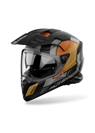 Motorhelm Airoh, Bandit Horn Orange matt zwart/gou
