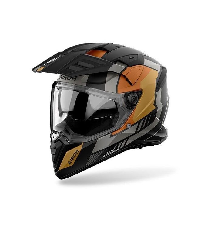 Motorhelm Airoh, Bandit Horn Orange matt zwart/gou