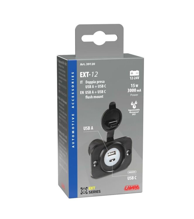 Inbouw USB-A & USB-C poort 12/24v 3000ma