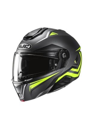 Motorhelm HJC, i91 Tricus geel/grijs