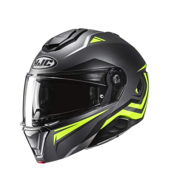 Motorhelm HJC, i91 Tricus geel/grijs