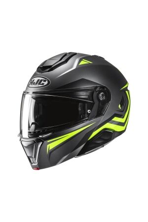 Motorhelm HJC, i91 Tricus geel/grijs